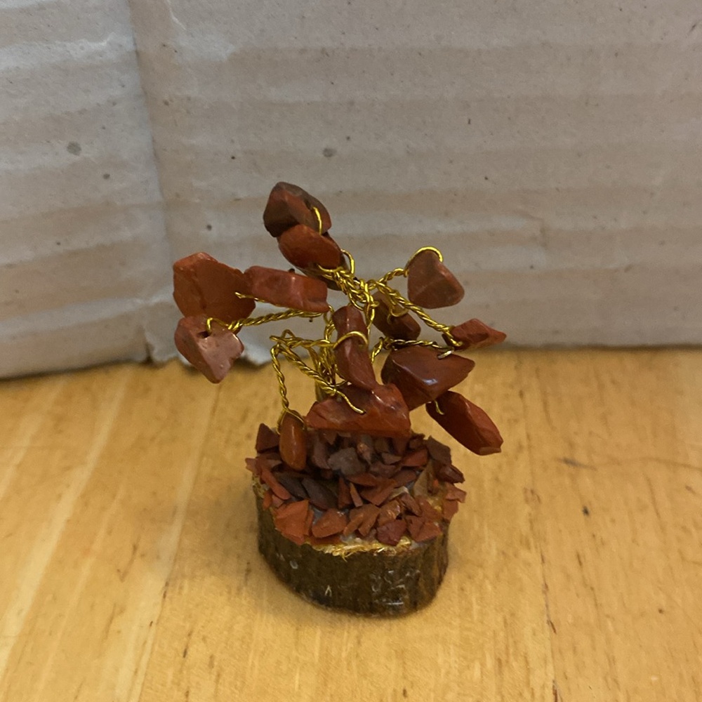 Handcrafted red Jasper wire wrapped Gemstone Tree Decor - about 2 in